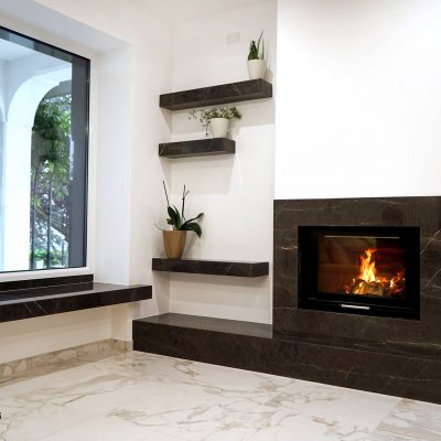 Stone fireplace cladding